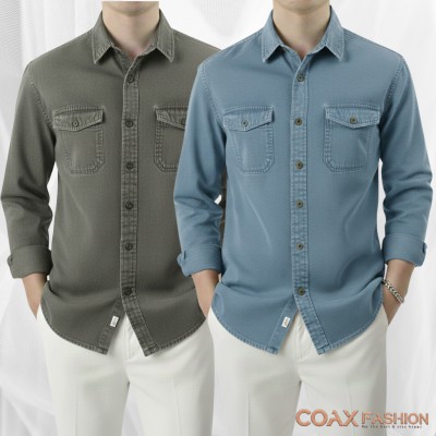 2 pc combo Premium Double Pocket Denim Shirt