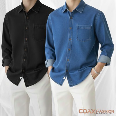 2 PC COMBO SINGLE POCKET DENIM SHIRT