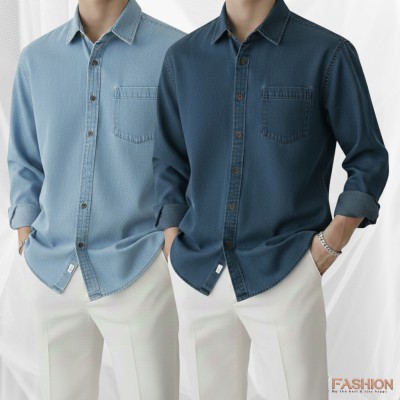 2 PC COMBO SINGLE POCKET DENIM SHIRT