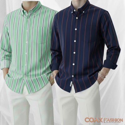 2 Pc Combo Men's Full Sleeve Premium Striped Shirt