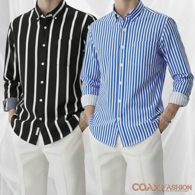 2 Pc Combo Men's Full Sleeve Premium Striped Shirt