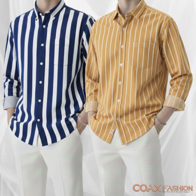 2 Pc Combo Men's Full Sleeve Premium Striped Shirt
