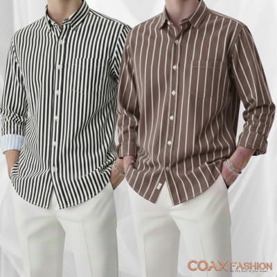 2 Pc Combo Men's Full Sleeve Premium Striped Shirt