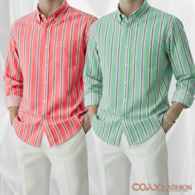 2 Pc Combo Men's Full Sleeve Premium Striped Shirt