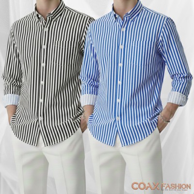 2 Pc Combo Men's Full Sleeve Premium Striped Shirt