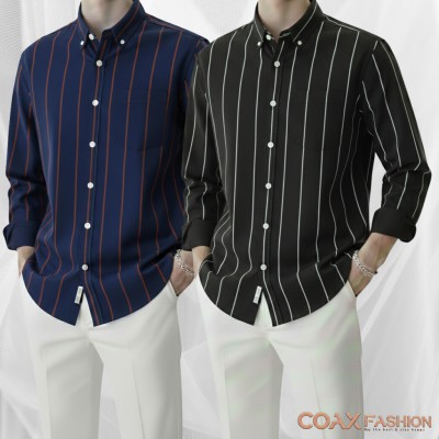 2 Pc Combo Men's Full Sleeve Premium Striped Shirt