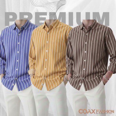 2 Pc Combo Men's Full Sleeve Premium Striped Shirt