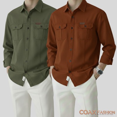 2 Pc Combo Double Pocket Full Sleeves Shirt