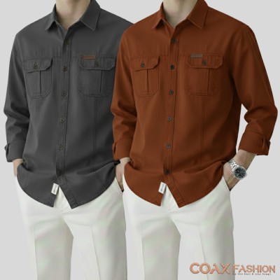 2 Pc Combo Double Pocket Full Sleeves Shirt