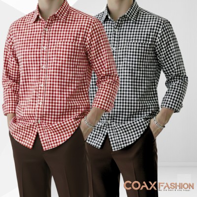 2 Pc Combo Men's Full Sleeve Grameen Check Shirt