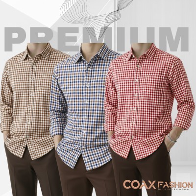 3 Pc Combo Men's Full Sleeve Grameen Check Shirt