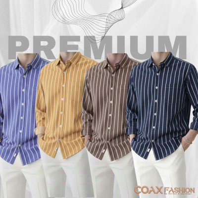 4 Pc Combo Men's Full Sleeve Premium Striped Shirt