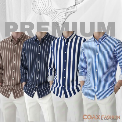 4 Pc Combo Men's Full Sleeve Premium Striped Shirt