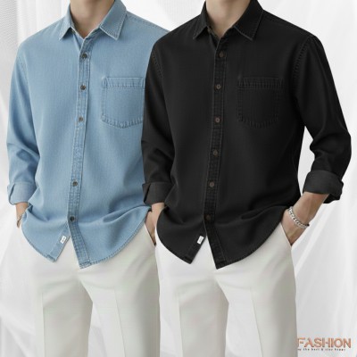2 Pc Combo Premium Summer-Weight Denim Shirt