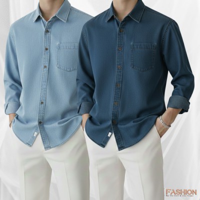 2 Pc Combo Premium Summer-Weight Denim Shirt
