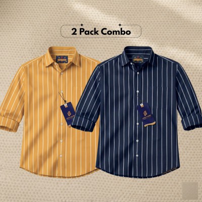 2 Pc Combo Men's Full Sleeve Premium Striped Shirt