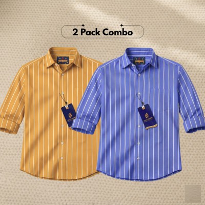 2 Pc Combo Men's Full Sleeve Premium Striped Shirt