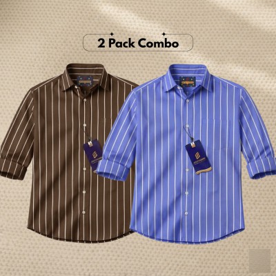 2 Pc Combo Men's Full Sleeve Premium Striped Shirt