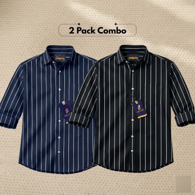 2 Pc Combo Men's Full Sleeve Premium Striped Shirt