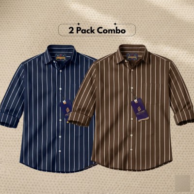 2 Pc Combo Men's Full Sleeve Premium Striped Shirt