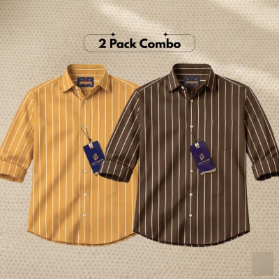 2 Pc Combo Men's Full Sleeve Premium Striped Shirt
