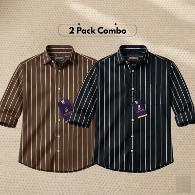 2 Pc Combo Men's Full Sleeve Premium Striped Shirt