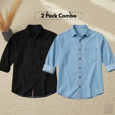 2 Pc Combo Premium Summer-Weight Denim Shirt