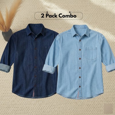 2 Pc Combo Premium Summer-Weight Denim Shirt