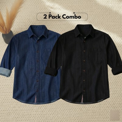2 Pc Combo Premium Summer-Weight Denim Shirt