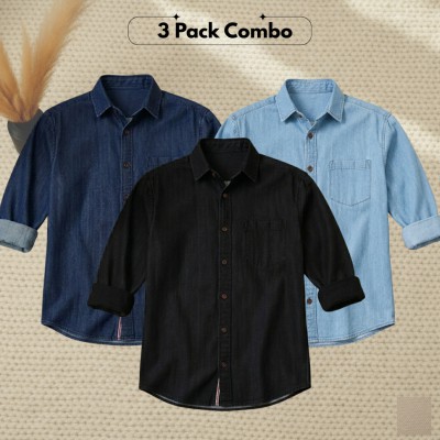 3 Pc Combo Premium Summer-Weight Denim Shirt