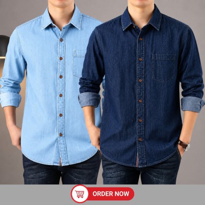 2 Pc Combo Premium Summer-Weight Denim Shirt