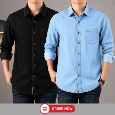 2 Pc Combo Premium Summer-Weight Denim Shirt