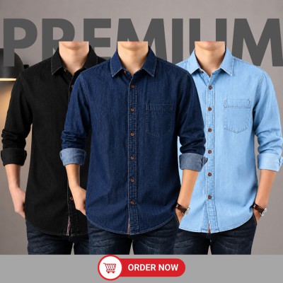 3 Pc Combo Premium Summer-Weight Denim Shirt