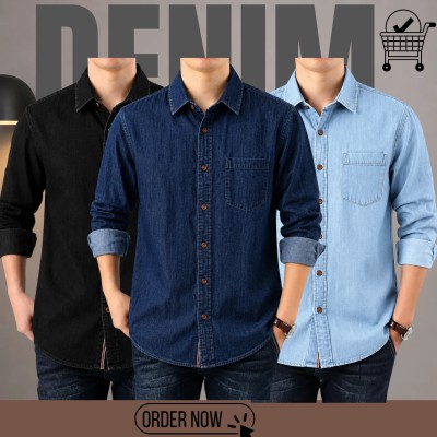 3 Pc Combo Premium Summer-Weight Denim Shirt
