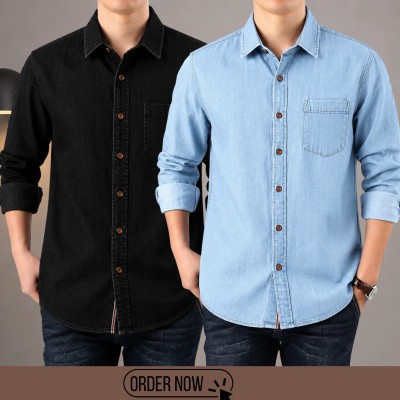 2 Pc Combo Premium Summer-Weight Denim Shirt