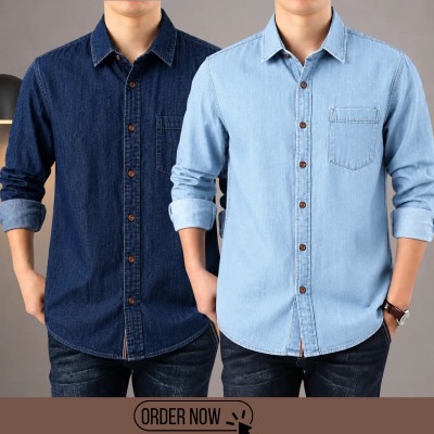 2 Pc Combo Premium Summer-Weight Denim Shirt